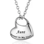 Gisunye Cremation Urn Necklace for Ashes Urn Jewelry Forever in My Heart Carved Stainless Steel Keepsake Waterproof Memorial Pendant for mom