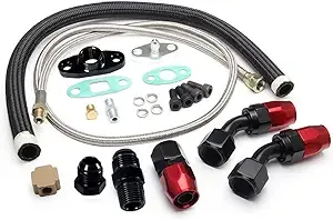 HTRacing Turbo Oil drain, return line oil feed, kit for T3/T4 GT35 T70 T66