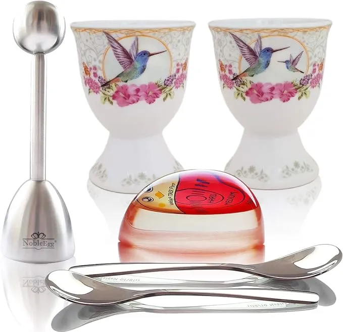 NobleEgg Complete Egg Cracker Topper Set | Unique Egg Cups for Soft Boiled Eggs ...