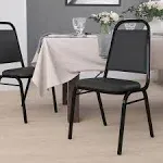 Emma + Oliver Trapezoidal Back Banquet Chair, Black Vinyl/Black Frame