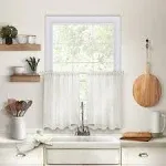 Elrene Home Fashions Cameron Kitchen Tier Curtain (Set of 2), Size: 24 inch x 30 inch, White