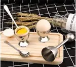 Egg Cracker Topper Cutter Set for Soft Boiled Eggs Stainless Steel Shell Remover Separator Include 2 Egg Cups 2 Spoons 1 Topper Cutter