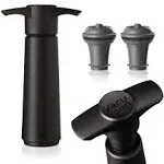 Vacu Vin Wine Saver Pump Black with Vacuum Wine Stopper - Keep Your Wine Fresh for Up to 10 Days - 1 Pump 2 Stoppers - Reusable - Made in The