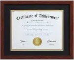 ELSKER&HOME 8.5x11 Certificate Frame - Classic Coffee Color Frame - Displays Diploma 8.5x11 Inch with Mat - 11x14 Inch Without Mat - For Document/Photo(Double Mat - Matte Black with Gold Rim)