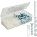 Ribbed Plastic Drywall Anchor Kit with Screws and Masonry Drill Bit, 14-16 x