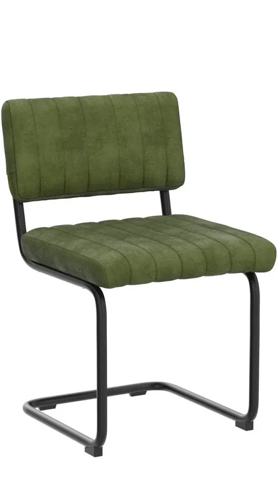 ONEVOG Mid Century Modern Dining Chairs Set of 2, Green Velvet Kitchen Chairs with Tufted Backs, Upholstered Wide Seat, Armless Cantilevered Chairs with Metal Legs for Kitchen Living Room