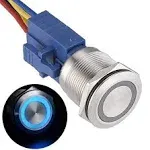 22Mm Latching Push Button Switch 12V Angel Eye Ring Light LED Waterproof Stainle