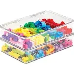 mDesign Plastic Playroom/Gaming Storage Organizer Box Containers, Hinged Lid for Shelves or Cubby, Holds Small Toys, Building Blocks, Puzzles, Markers, Lumiere Collection, 8 Pack, Clear