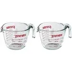 Pyrex Prepware 1 Cup Glass Measuring Cup Clear with Red Measurements (Pack of 2)