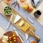 Twine Rustic Farmhouse Tapas Board Serveware, Acacia Wood Plank, Cheese Tray with Handle Brown