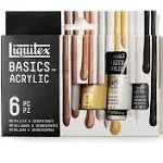 Liquitex Basics 6 Tube Acrylic Paint Set, 22ml, Metallic & Iridescent