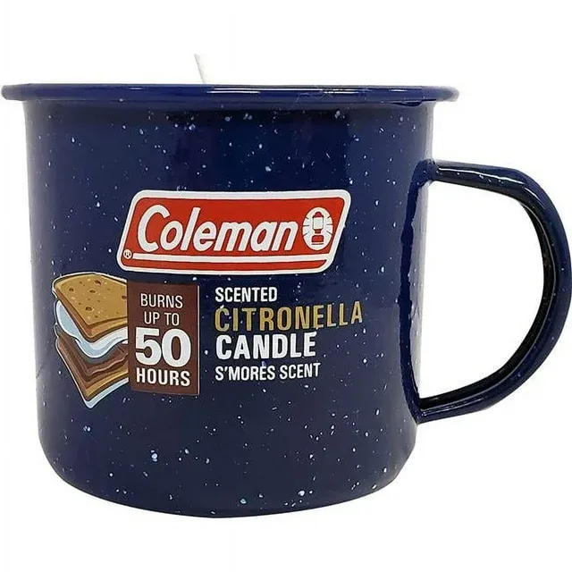 Coleman Repellents Tin Mug Outdoor Citronella Candle | Rustic Outdoor Camping Candle with Campfire Scent, Red