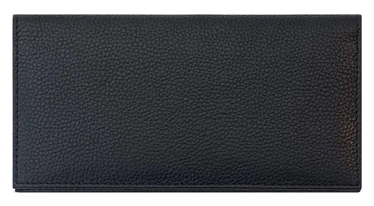 Black Basic Genuine Leather Checkbook Cover For Men &amp; Women