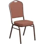 Flash Furniture Hercules Series Crown Back Stacking Banquet Chair in Brown Fabric - Copper Vein Frame