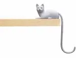 Monkey Business Ginger The Cat Tail Hook for Computer Screen, Tight Spaces, Hang Keys, Accessories in Easy Reach (White)