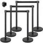 VEVOR Stainless Steel Stanchion Queue Black Stanchion Belt Retractable