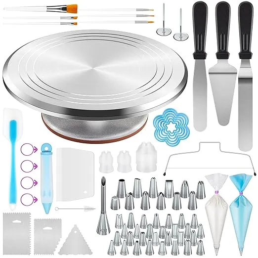 Kootek 177 Pcs Cake Decorating Kits Supplies - Aluminium Alloy Revolving Cake Tu