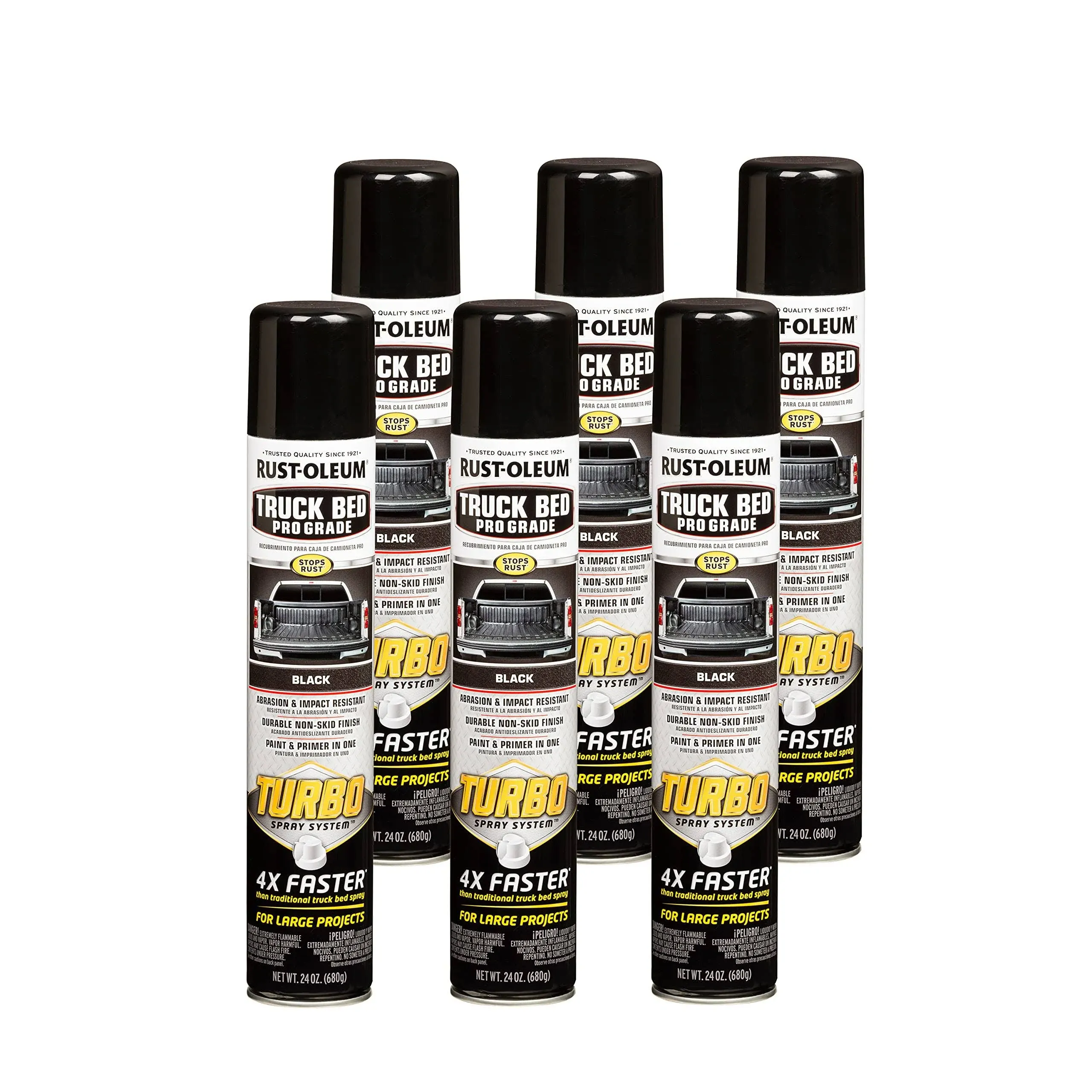 Rust-Oleum Turbo Truck Bed Textured 6-Pack Gloss Black Spray Paint (NET WT. 24-oz) | 340455SOS