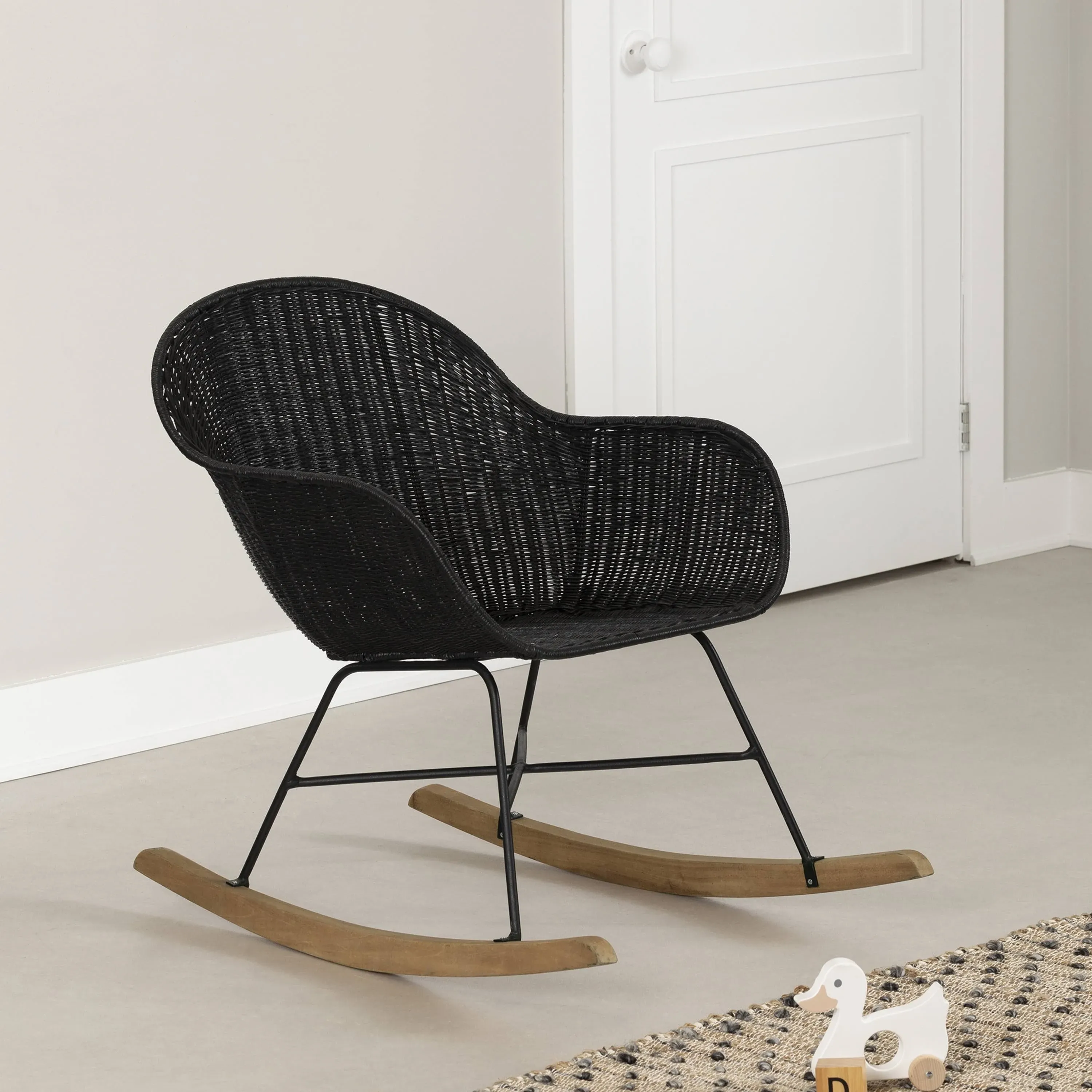 South Shore Rattan Rocking Chair Black Rattan Balka