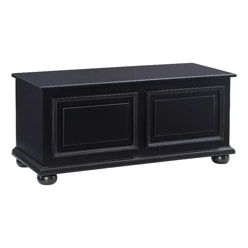 Linon Chadwick Classic Cedar Lined Chest Raised Panels Bun Feet in Black - CYMX3625