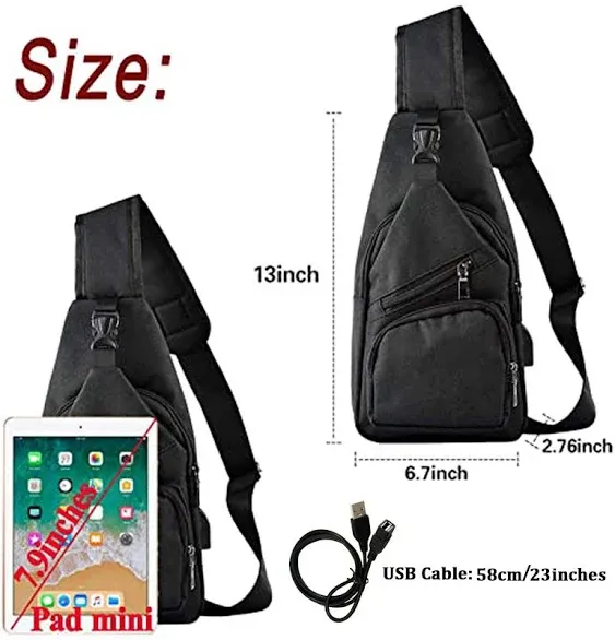 Sling Bag - Shoulder Backpack Chest Bags Crossbody Daypack for Women & Men with USB Charging Port