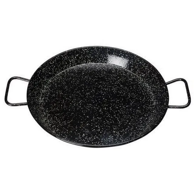 Paella Pan, 14-1/8in. dia., (2) handles,andles, hand wash, enameled carbon steel, Made in Spain (Qty Break equals 5 each)