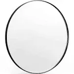 Black Round Mirror, 24 Inch Round Bathroom Mirror with Metal Frame Circle Mirrors for Wall, Bedroom, Vanity, Living Room, Entryway, Washrooms, Home Decor