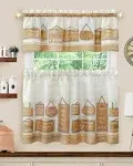 Modern Farmhouse Tier and Valance Window Curtain Set - 58x24 - Tan