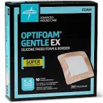 Medline Optifoam Gentle EX Bordered Foam Adhesive Dressing, 5" x 5" Square (10 Count)Medline Optifoam Gentle EX Bordered Foam Adhesive Dressing, 5" x 5" Square (10 Count)