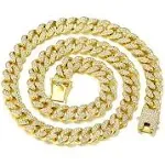 Feel Style Mens Cuban Link Chain Gold Silver Plated Bling Miami Cuban Necklace Diamond Chain for Men13mm Iced Out Hip Hop Jewelry, Men's, Size: 20