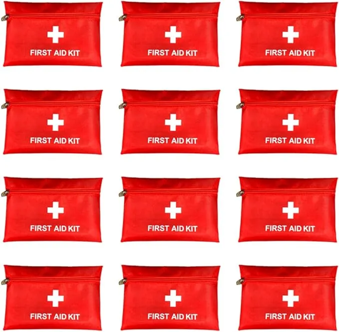 Red First Aid Bag Empty First Aid Kit Empty Waterproof First Aid Pouch Small Mini for First Aid Kits Pack Emergency Hiking Backpacking Camping Travel Car Cycling (Red, 7.9x5.5" 12 Pack)
