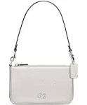 Coach Leather Zip Pouch Shoulder Bag - Chalk