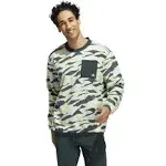 Adidas Men's Texture Print Crewneck Golf Sweatshirt, Medium, Linen Green/Shadow Green