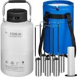 BestEquip Liquid Nitrogen Container Aluminum Alloy Liquid Nitrogen Tank 10L Cryogenic Container with 3 Canisters and Carry Bag