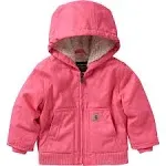 Carhartt Girls' Canvas Active Hooded Insulated Jacket, Pink Lemonade, 2T