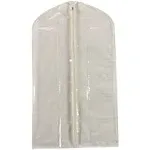 Household Essentials 311393 Hanging Garment Bag | Suit and Jacket Protector | Natural Cotton Canvas with Clear Vinyl Cover, Off-White