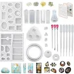 Jewelry Making Kit with 16 Silicone Molds 100 Eye Pins and Tools for Resin Cr...