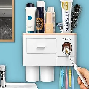 Multifunctiona<wbr/>l Wallmounted Toothbrush Holder Automatic Toothpaste Dispenser Spa