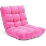 Adjustable 14-Position Cushioned Floor Chair-Pink | Costway