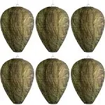 DECYOOL 6 Pack Wasp Nest Decoy Hanging Wasp for Wasps Hornets Yellow Jackets Outdoor Waterproof Material