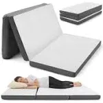 Full Tri Folding Mattress with Memory Foam Layer - Trifold Foldable Bed Mattress with Washable Cover | Non-Slip Bottom Camping Floor Mattress Perfect