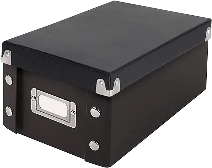 Snap-N-Store Collapsible Index Card File Box, Holds 1,100 4 x 6 Cards, Black