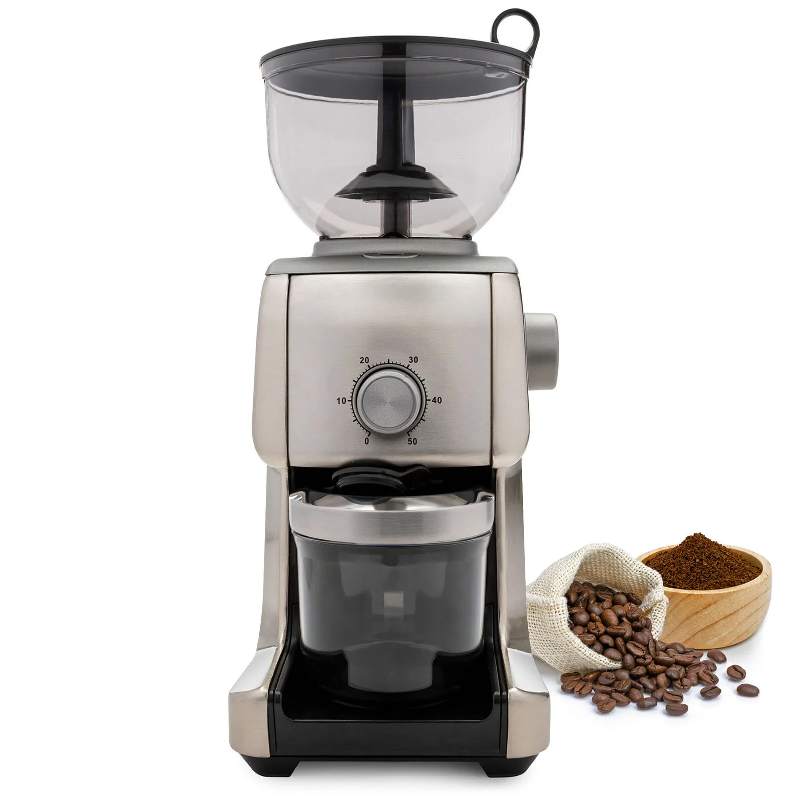 ChefWave Bonne Conical Burr Coffee Grinder w/ 16 Grind Settings, Stainless Steel