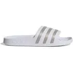 Adidas Adilette Aqua Sliders - White/Metallic