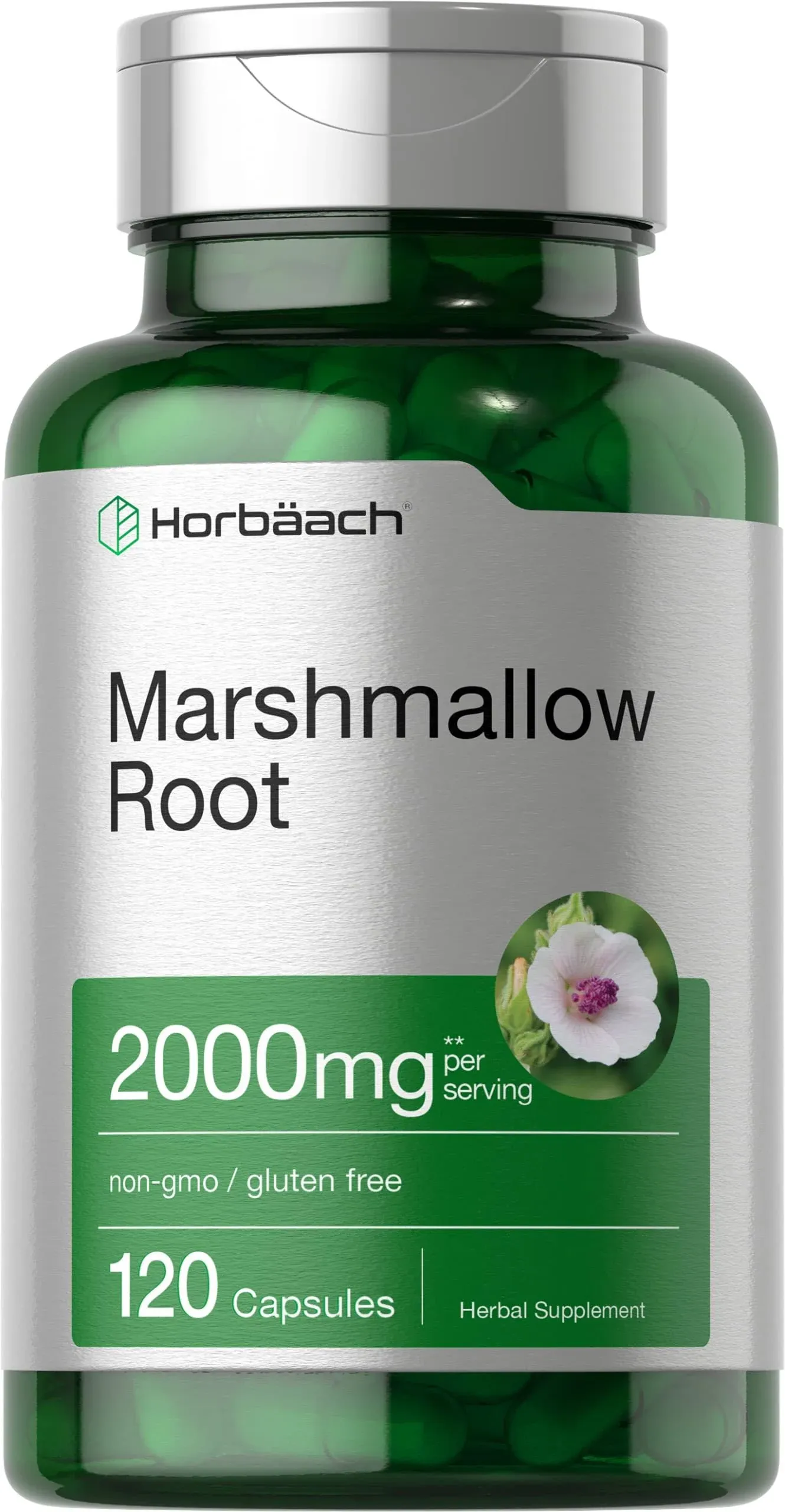 Marshmallow Root Capsules | 2000mg | 120 Count | Non-GMO | by Horbaach