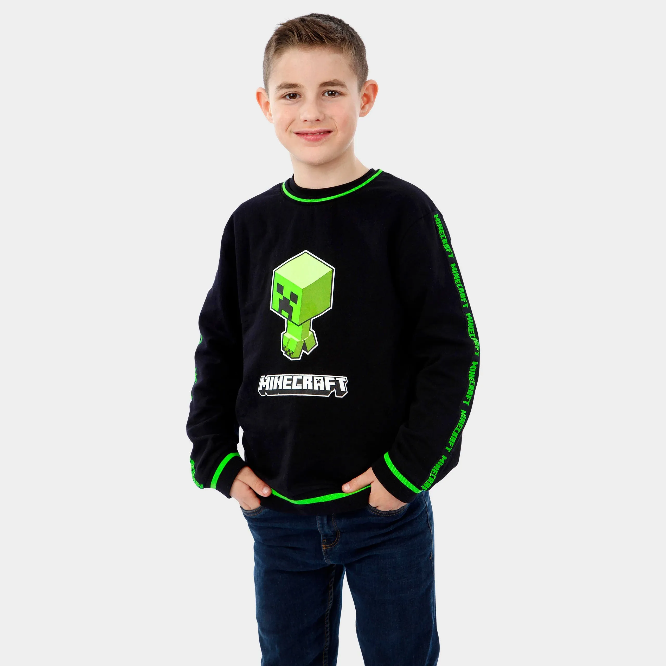 Minecraft Boys Creeper Sweatshirt Size 7 Black