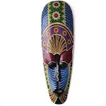 Sopahu 20" Jumbo Colorful African Style Hand Carved & Painted Aboriginal Dot Art Wooden Tribal Mask Tiki Wall Decor