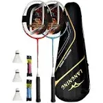 LANGNING Badminton Rackets Set of 2, Upgrade Carbon Lightweight Aldult Badminton