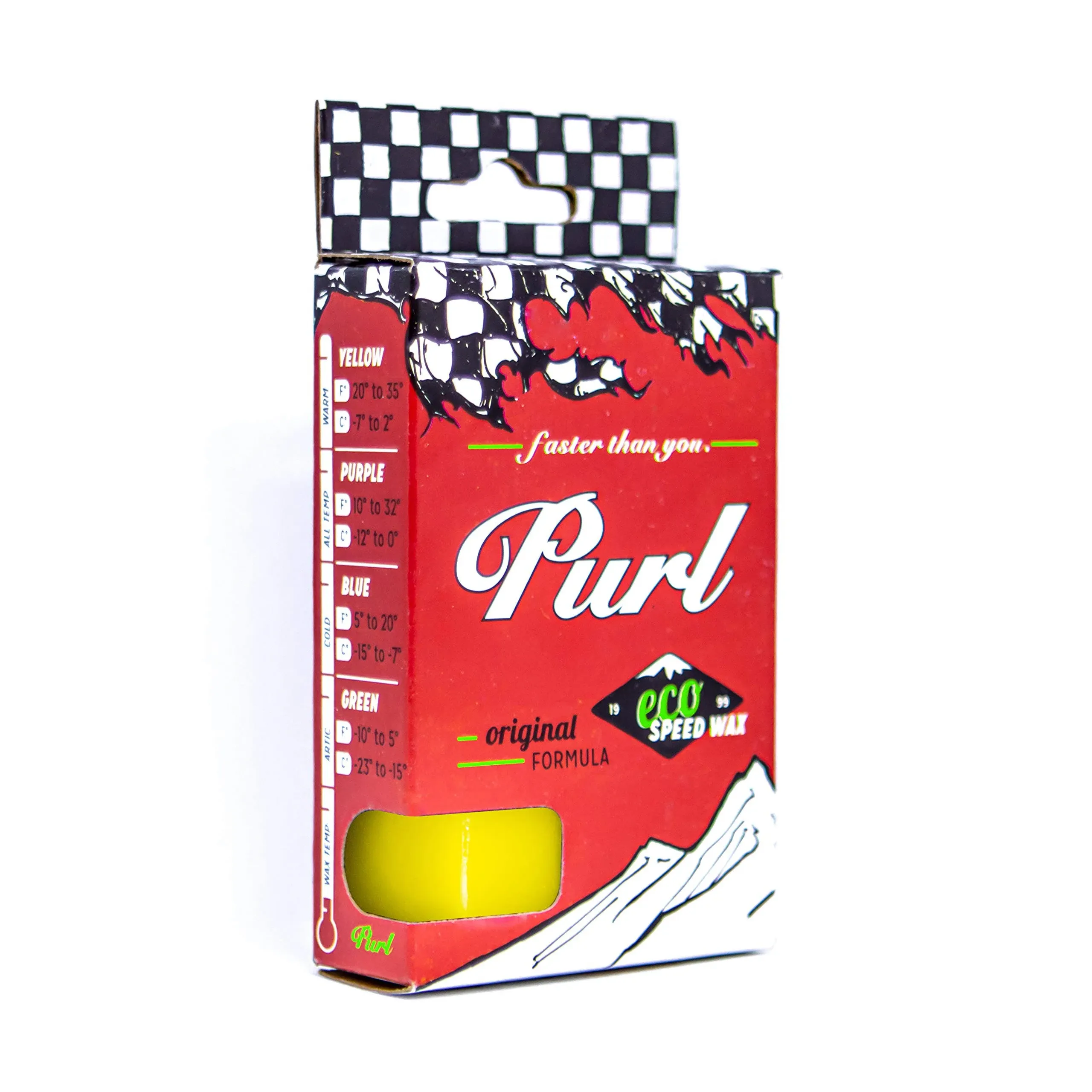 Purl - Yellow, 68g Wax Bar - Warm Spring Ski and Snowboard Wax - High Humidity ...