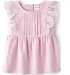 Girls Eyelet Top - Linen - Simple pink